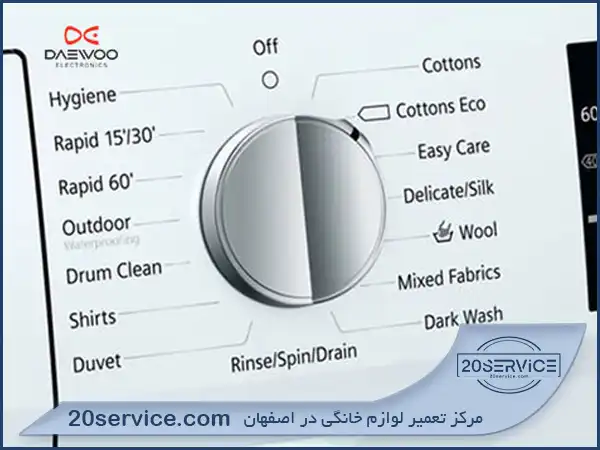 معنی کلمات روی ماشین لباسشویی دوو